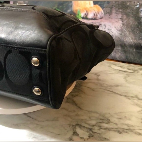 COACH Black Signature “C” Canvas and Leather Handbag, GUC - Picture 9 of 14